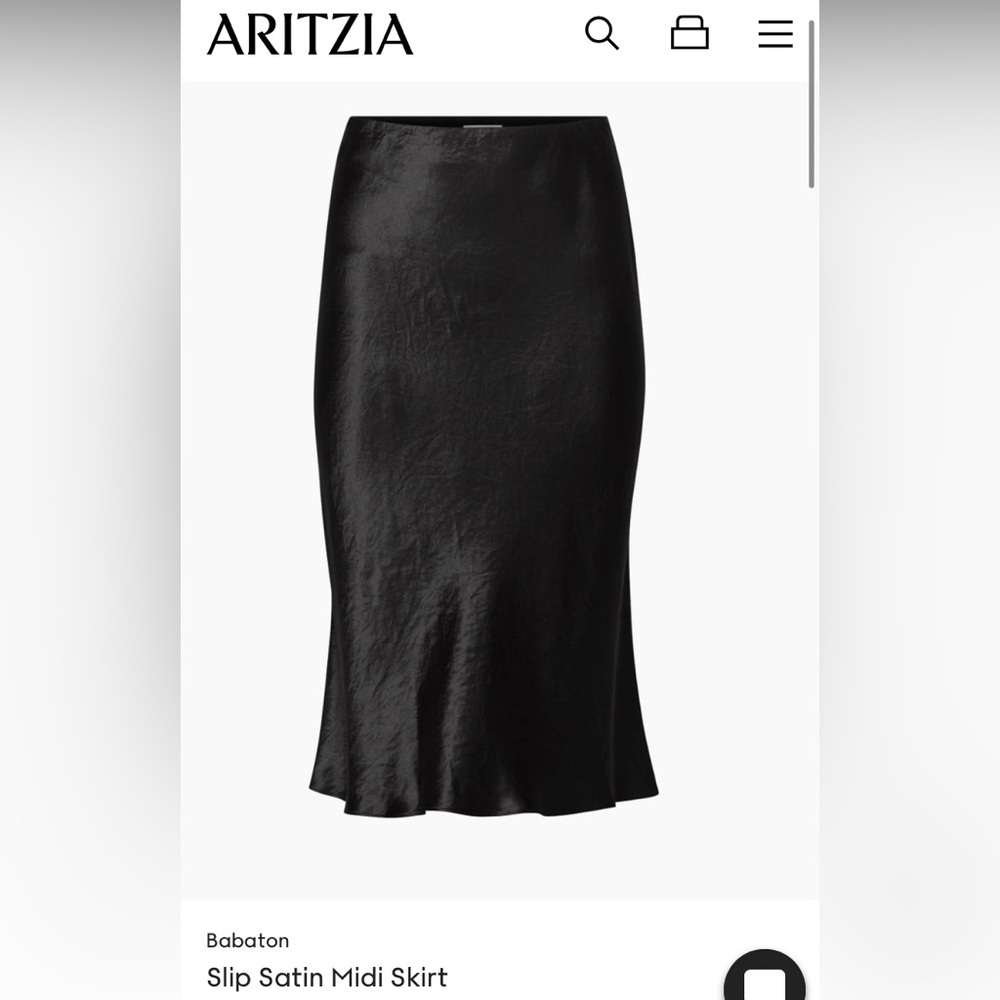 Aritzia Babaton black silk like  slip midi skirt in size small / 4